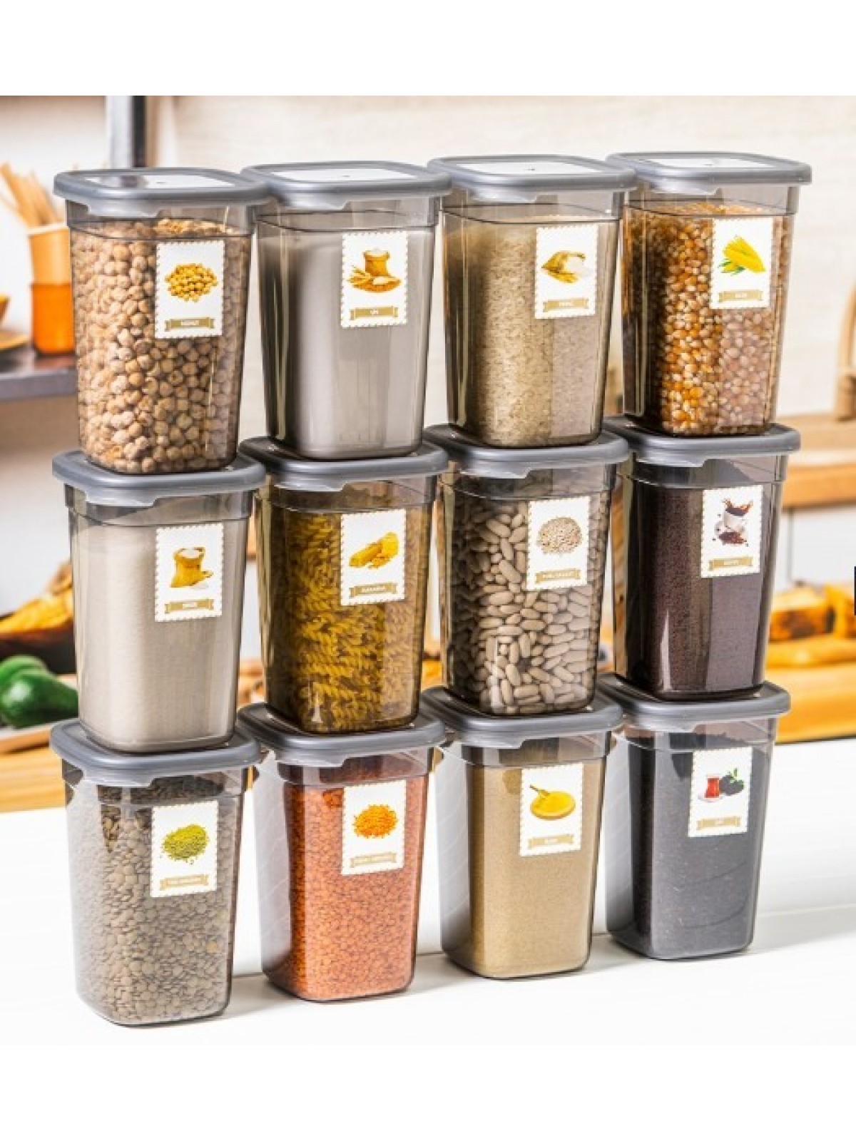 PER CLASS ORGANİZER ETİKETLİ ERZAK SAKLAMA KABI 1.2 LT 12'LI SET