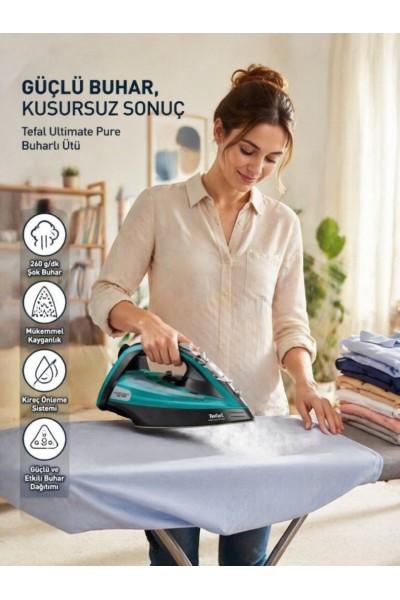 TEFAL ULTİMATE PURE FV9844 KİREÇ AVCISI BUHARLI ÜTÜ TEFAL ULTİMATE PURE FV9844 KİREÇ AVCISI BUHARLI ÜTÜ