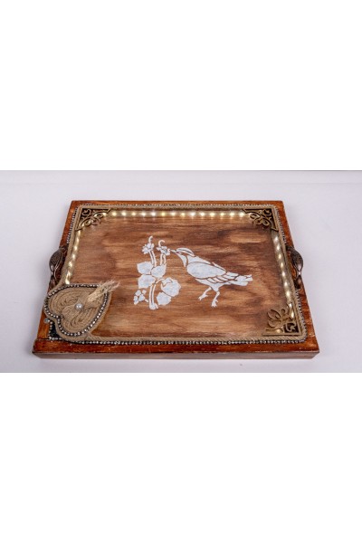 MASALSI  İÇİ AYDINLATMALI SUNUMLUK DEKORATİF TEPSİ