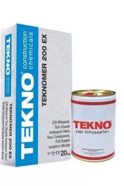 TEKNO  TEKNOMER 200 EX PRO ÇİMENTO VE AKRİLİK ESASLI, İKİ BİLEŞENLİ, TAM ESNEK SU YALITIM MALZEMESİ 20 KG
