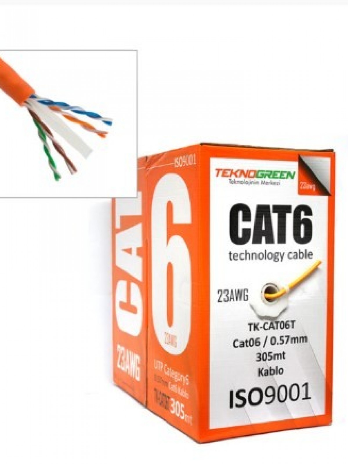 CAT6 TEKNOGREEN TK-CAT06T TURUNCU KABLO 305 MT 23 AWG