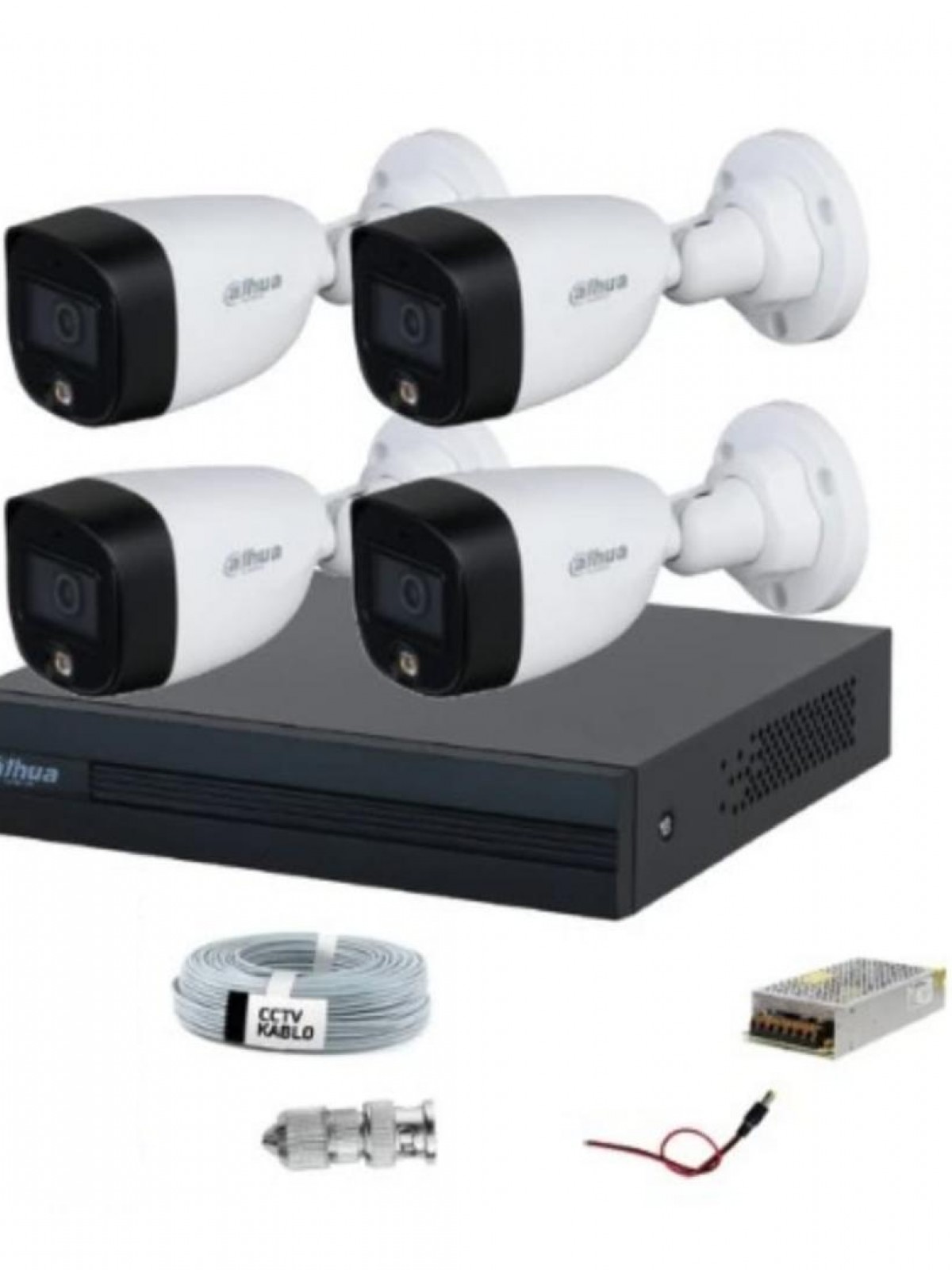 DAHUA 4 LÜ HDCVI SET (4 KAMERA+KAYIT C.+100MT KABLO+ADAPTÖR+BNC+POWERJACK)