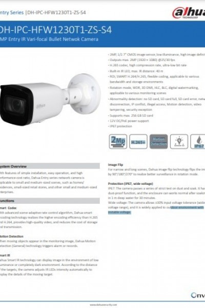 DAHUA IPC-HFW1230T-ZS-2812-S5 2 MP 2.8-12MM MOTORİZE IP BULLET KAMERA