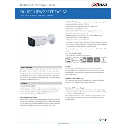 DAHUA IPC-HFW2431T-ZAS 4 MP 2.7-13.5 Motorize IP BULLET KAMERA