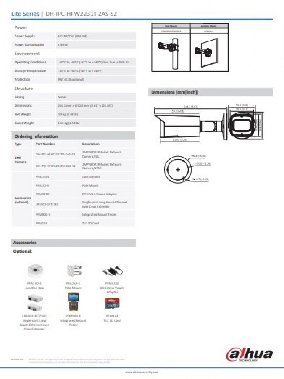 DAHUA IPC-HFW2431T-ZAS 4 MP 2.7-13.5 Motorize IP BULLET KAMERA