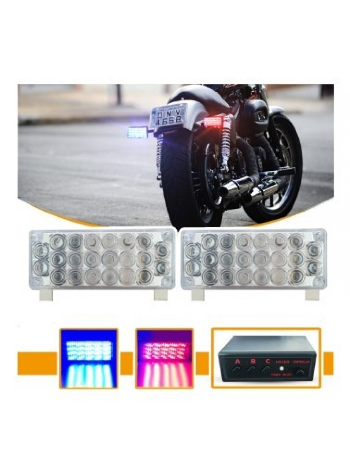 C9 PANJUR ARASI MODLU 44 LEDLİ FLAŞLI KIRMIZI MAVİ LAMBA 22X2