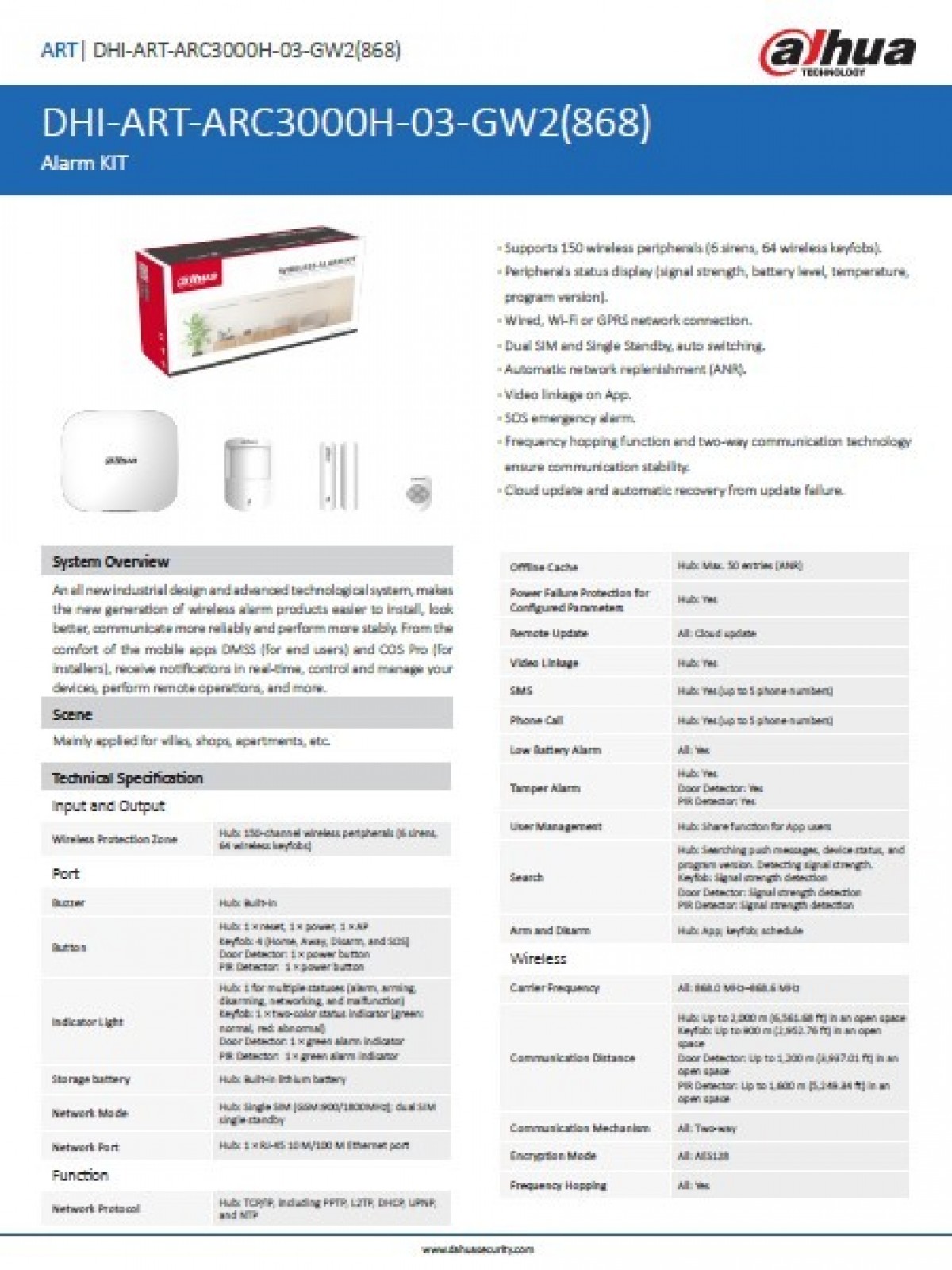 DAHUA ART-ARC3000H-03-GW2 KABLOSUZ GPRS/ETHERNET/Wİ-Fİ 2G ALARM SET
