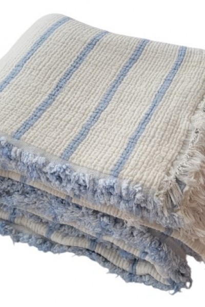 DESTİNY HOMETEX MÜSLİN YORGAN( KREM/MAVİ ÇİZGİLİ DESENLİ) ÇİFT KİŞİLİK 180X250 CM