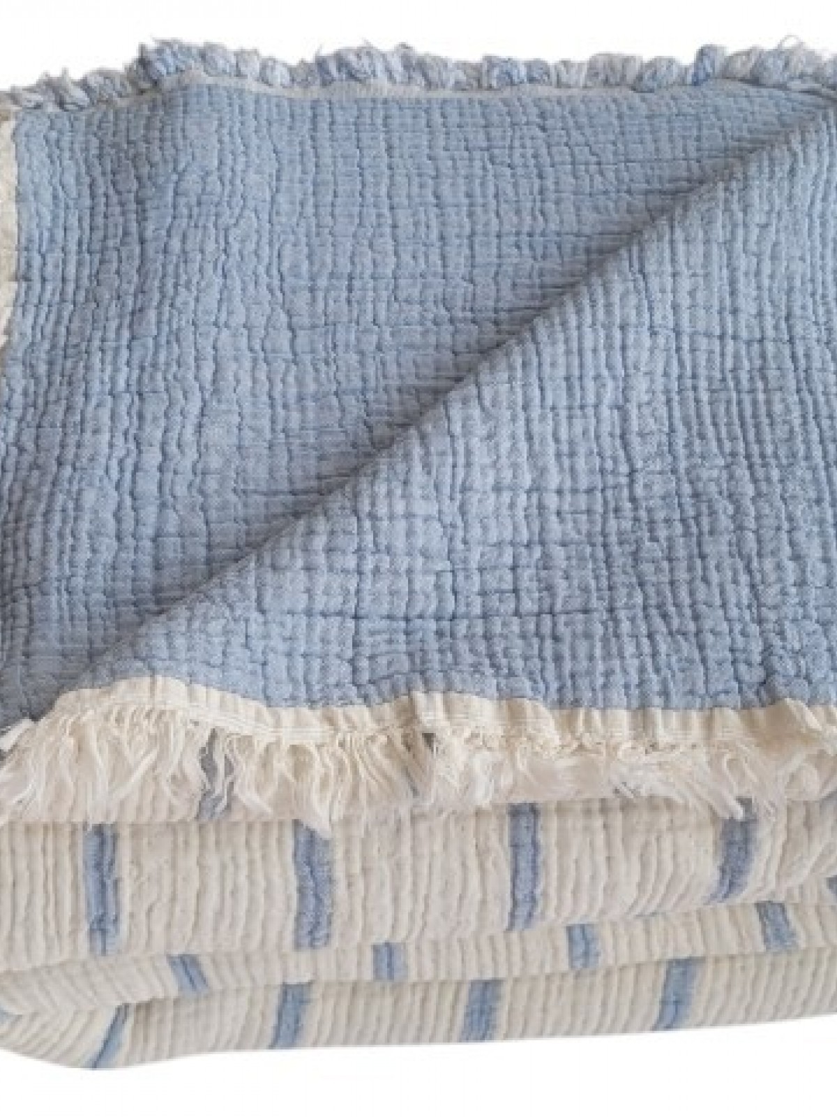 DESTİNY HOMETEX MÜSLİN YORGAN( KREM/MAVİ ÇİZGİLİ DESENLİ) ÇİFT KİŞİLİK 180X250 CM