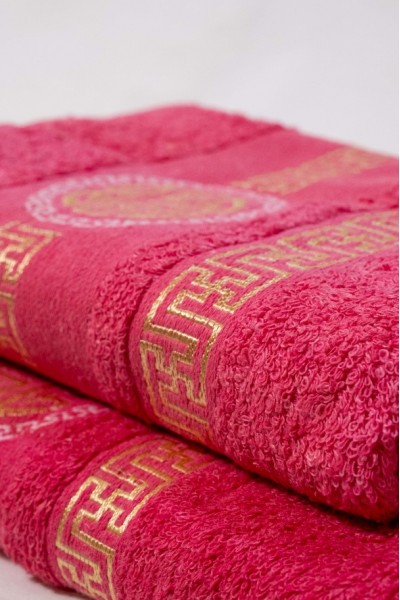 YALDIZ DESENLİ 2’Lİ BANYO HAVLU TAKIMI (FUŞYA) 