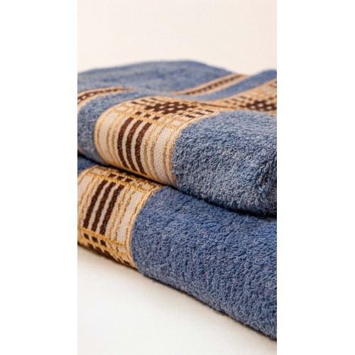 KEMER DESENLİ 2’Lİ BANYO HAVLU TAKIMI (MAVİ) 