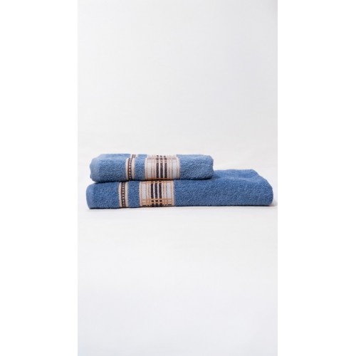 KEMER DESENLİ 2’Lİ BANYO HAVLU TAKIMI (MAVİ) 