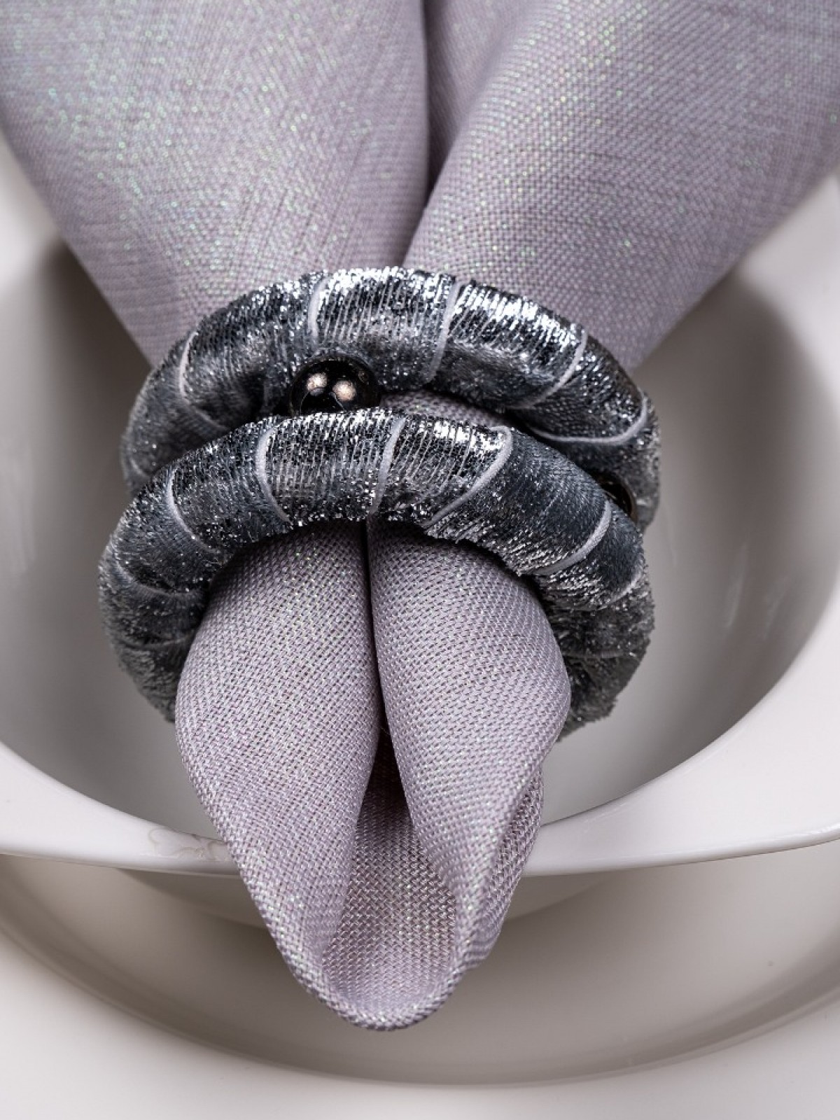 MASALSI KUMAŞ PEÇETE (GRİ)+ MASALSI KUMAŞ PEÇETE YÜZÜKLÜĞÜ  (GÜMÜŞ RENK)