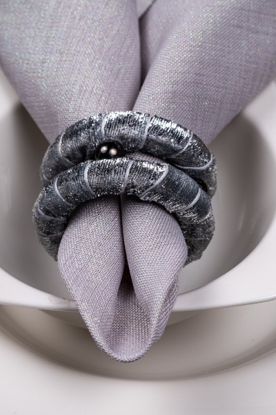 MASALSI KUMAŞ PEÇETE (GRİ)+ MASALSI KUMAŞ PEÇETE YÜZÜKLÜĞÜ  (GÜMÜŞ RENK) 