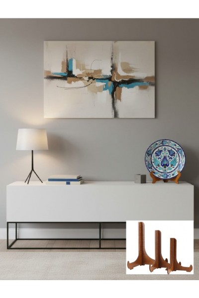 MASALSI GEÇMELİ ÇİNİ TABAK VE ÇERÇEVE TEŞHİR AYAĞI AHŞAP 6' LI PAKET ( 18X15CM / BÜYÜK BOY) 