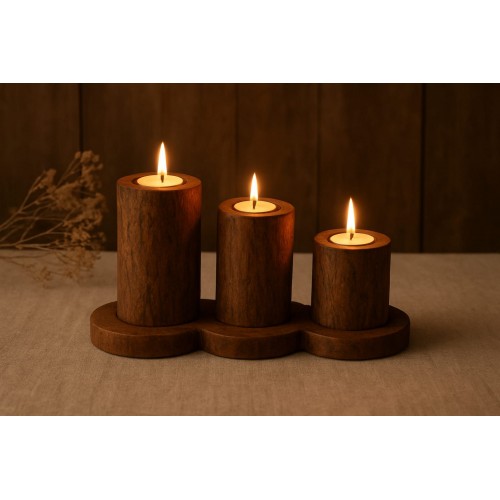 MASALSI AHŞAP 3 LÜ MUMLUK