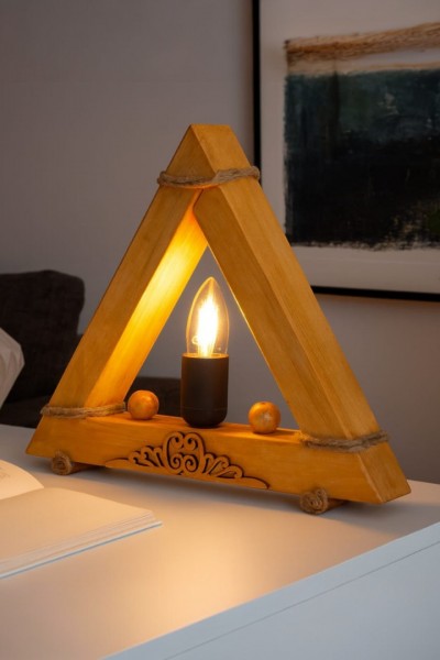 AHŞAP ÜÇGEN ABAJUR