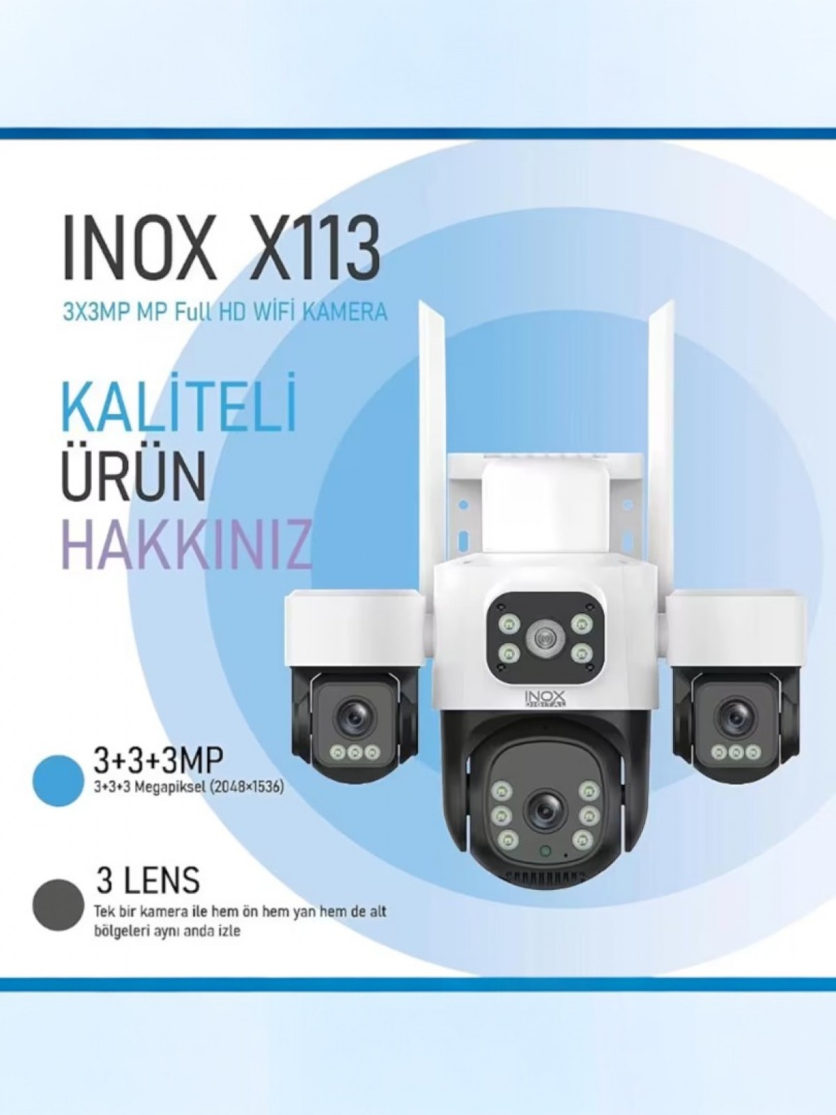 INOX-X113 3+3+3MP 3 LENSLİ WİFİ PTZ KAMERA