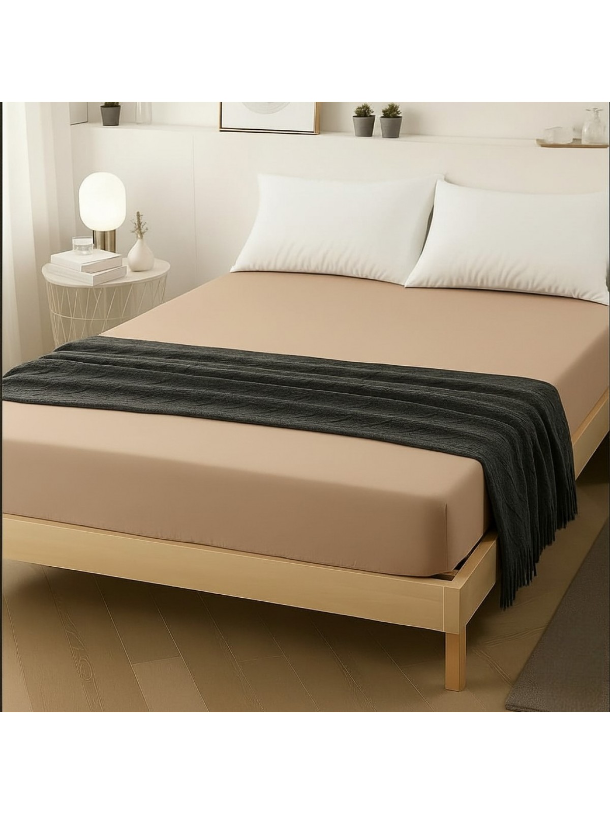 MANOA ÇİFT KİŞİLİK BATTAL BOY (180 x 200 ) FİTTED ÇARŞAF ( AÇIK KAHVERENGİ )