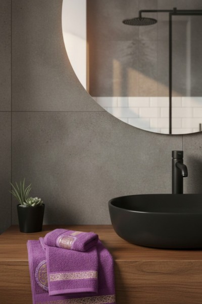 YALDIZ DESENLİ 2’Lİ BANYO HAVLU TAKIMI (MÜRDÜM) 