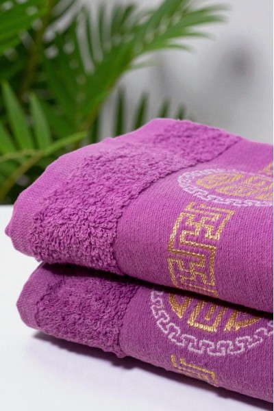 YALDIZ DESENLİ 2’Lİ BANYO HAVLU TAKIMI (MÜRDÜM) 