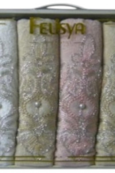 FELİSYA 6 LI 30X50 CM İŞLEMELİ ÇEYİZLİK EL-YÜZ  HAVLUSU PAMUKLU 