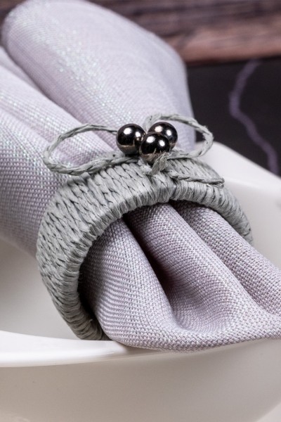 MASALSI KUMAŞ PEÇETE YÜZÜKLÜĞÜ  6'LI (GRİ) 