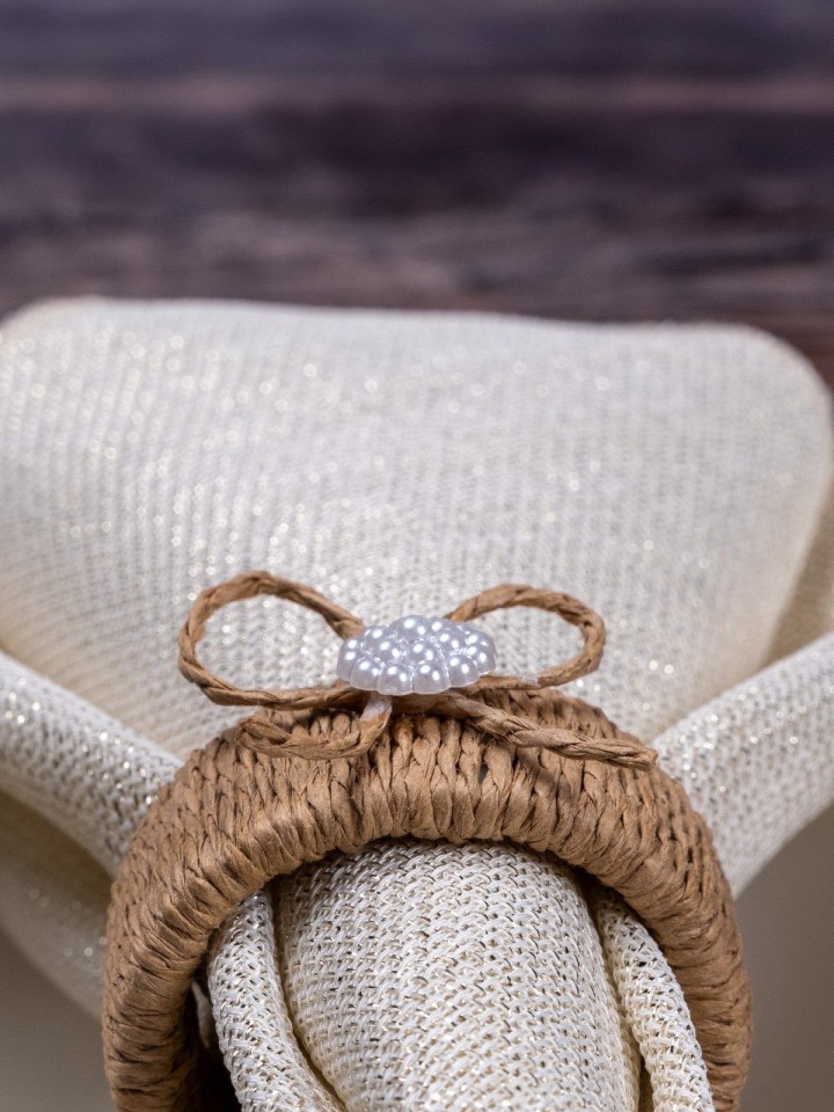 MASALSI KUMAŞ PEÇETE (KREM)+ MASALSI KUMAŞ PEÇETE YÜZÜKLÜĞÜ  (KAHVERENGİ)