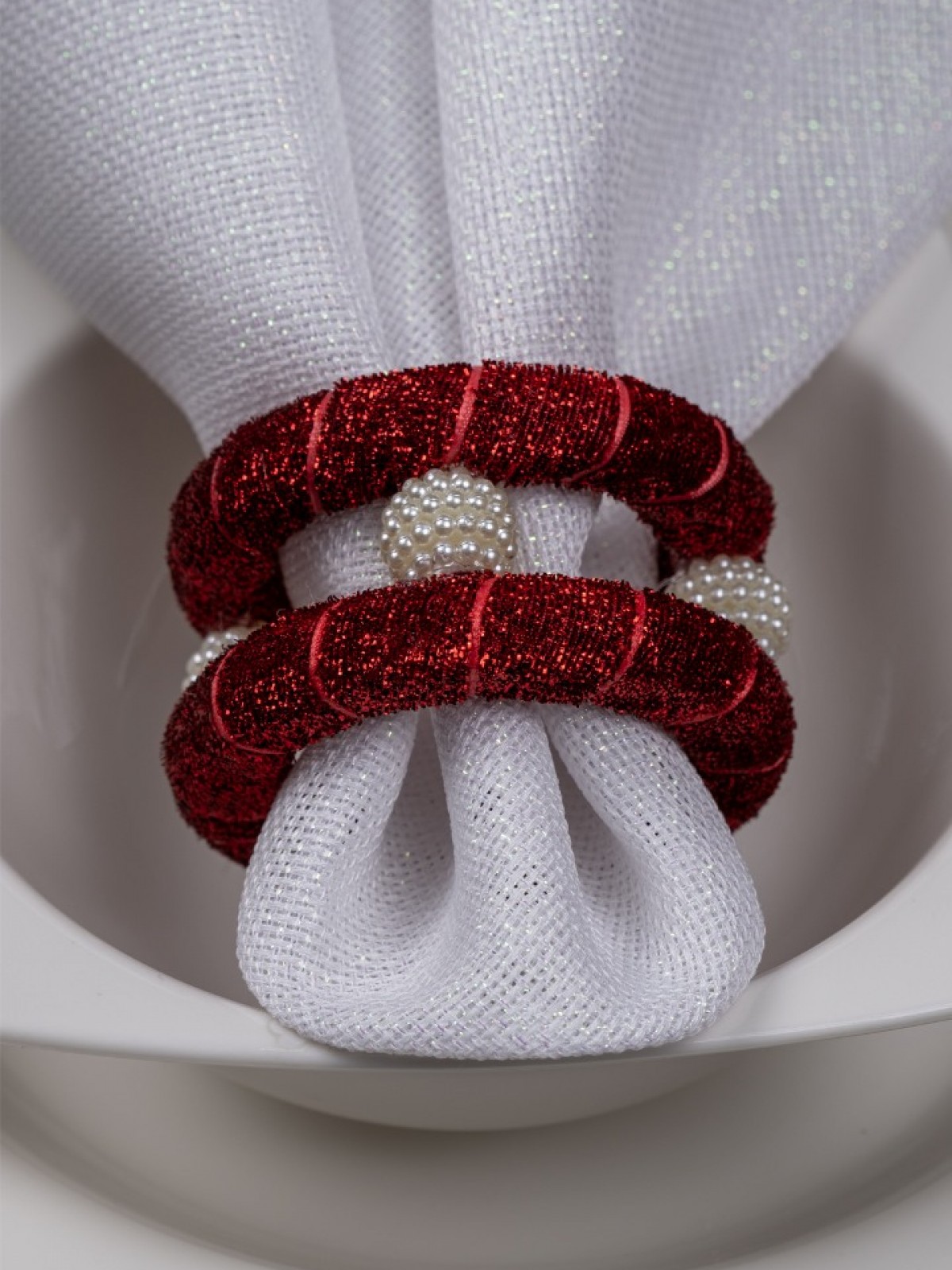 MASALSI KUMAŞ PEÇETE (BEYAZ)+ MASALSI KUMAŞ PEÇETE YÜZÜKLÜĞÜ  (KIRMIZI)