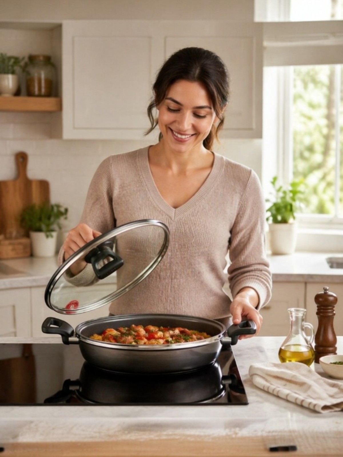 TEFAL TİTANYUM 2X XL DİFÜZYON TABANLI 24 CM KAPAKLI SAHAN 