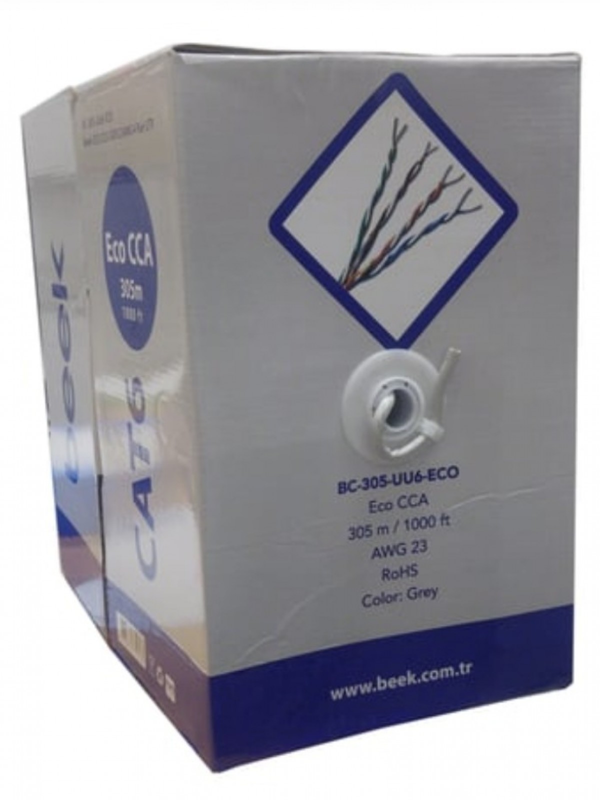  BEEK BC-305-UU6-ECO CAT6 U/UTP 305 MT 23 AWG NETWORK KABLOSU GRİ