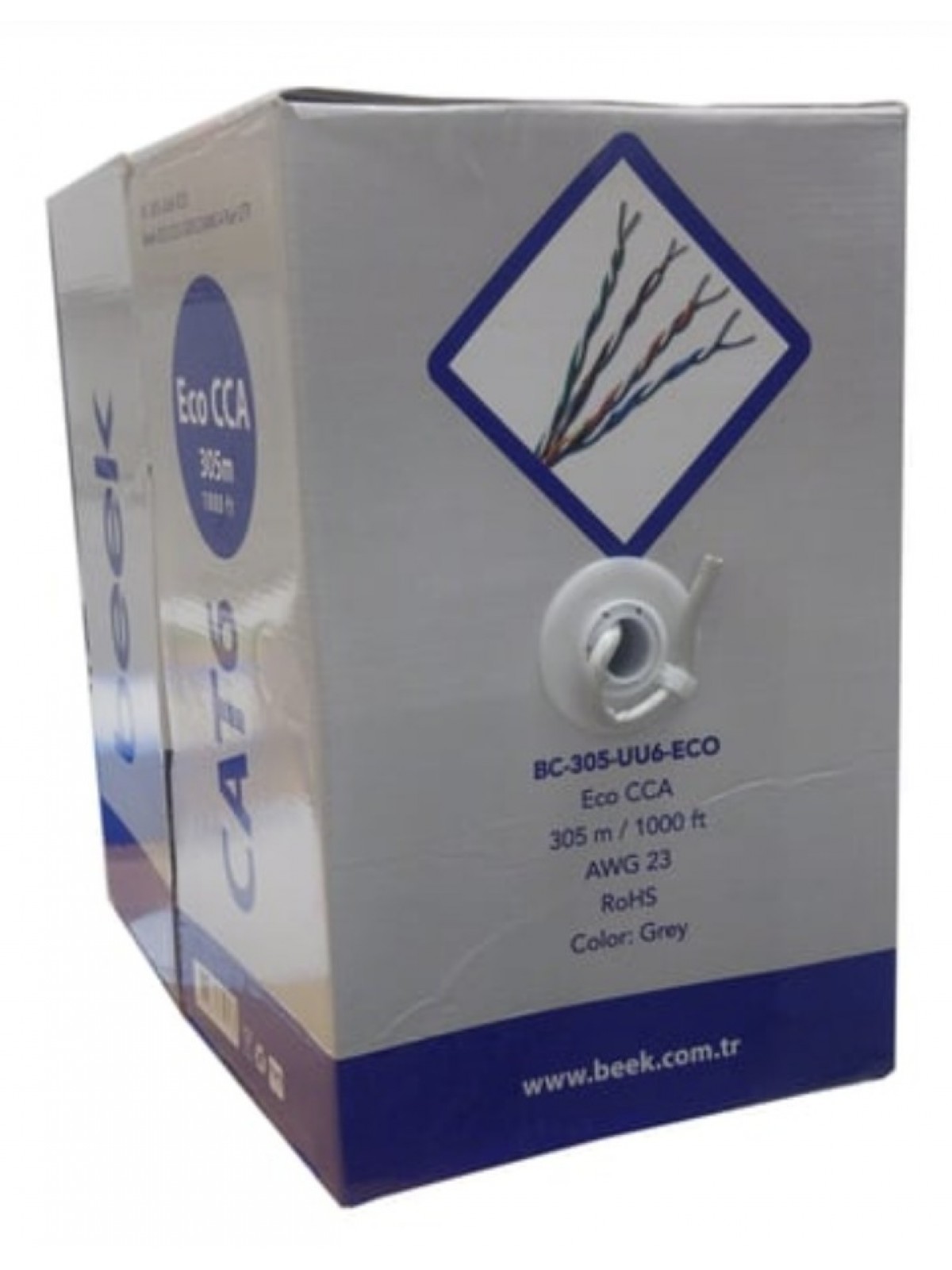  BEEK BC-305-UU6-ECO CAT6 U/UTP 305 MT 23 AWG NETWORK KABLOSU GRİ