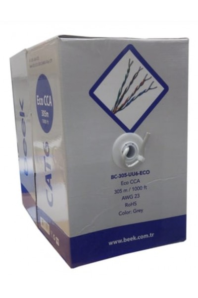  BEEK BC-305-UU6-ECO CAT6 U/UTP 305 MT 23 AWG NETWORK KABLOSU GRİ